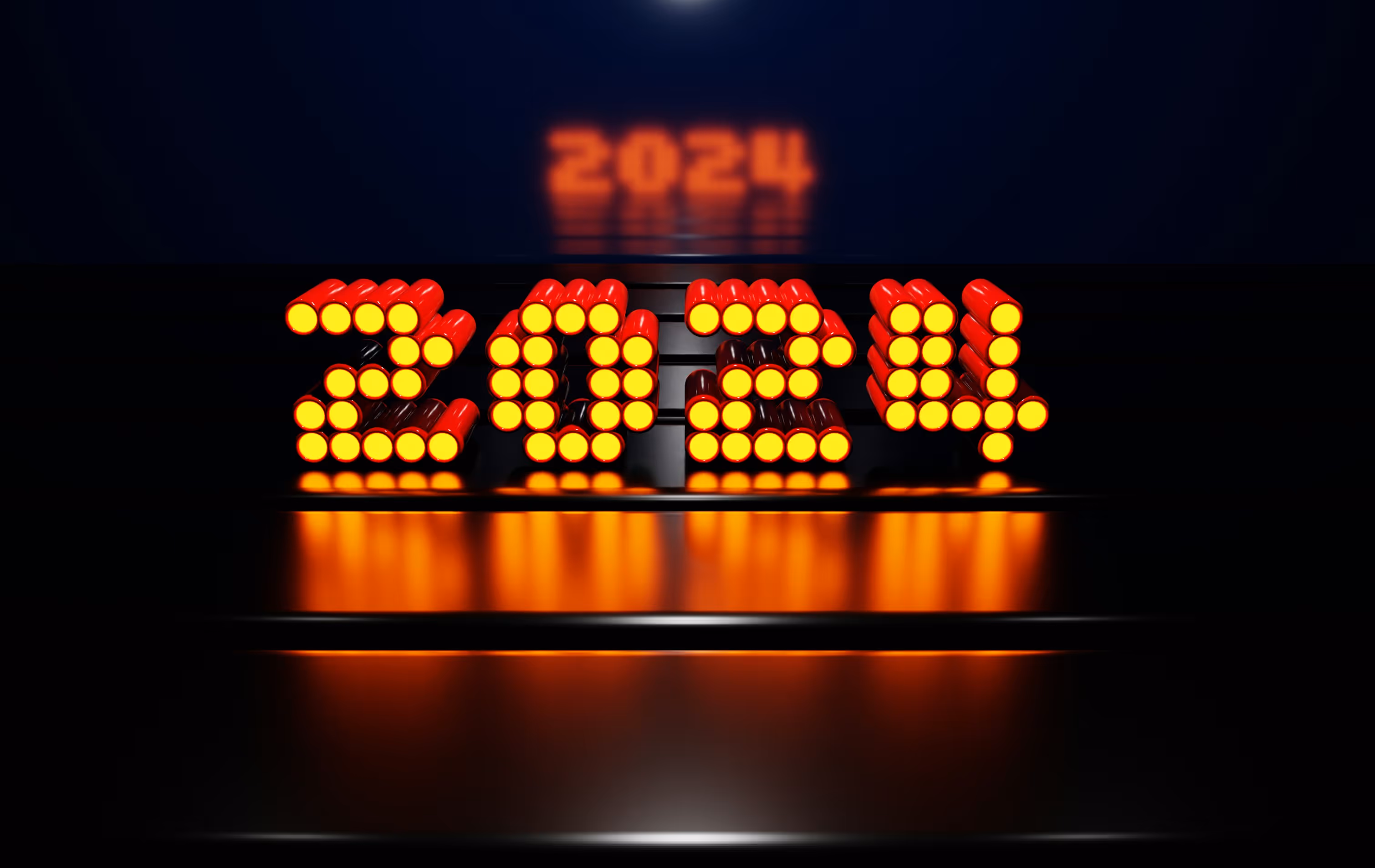 Yellow digits showing 2024